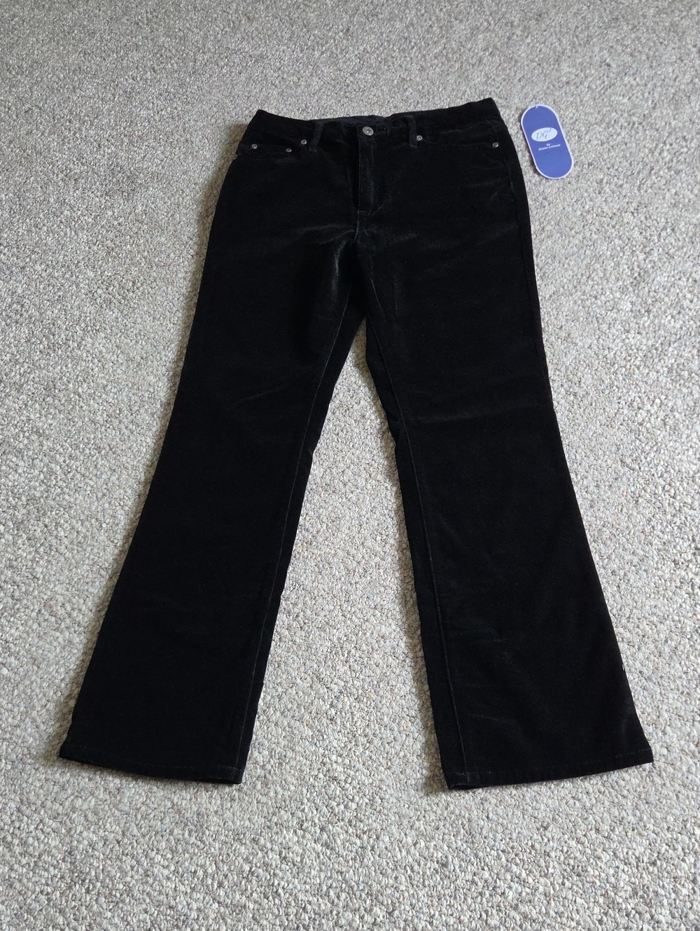 New Diane Gilman Black Velvet Flare Jeans